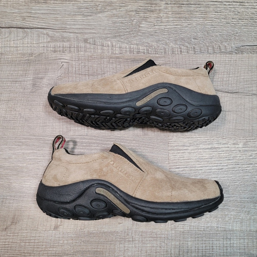 Merrell Jungle Moc Classic Taupe Suede Leather Slip On Shoes Womens 8 Comfort